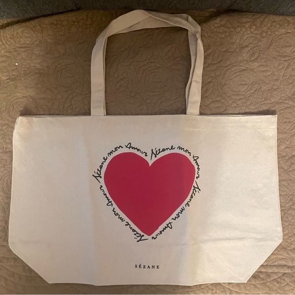 Sezane Handbags - NWOT Sezane Mon Amour Heart Canvas Tote Bag